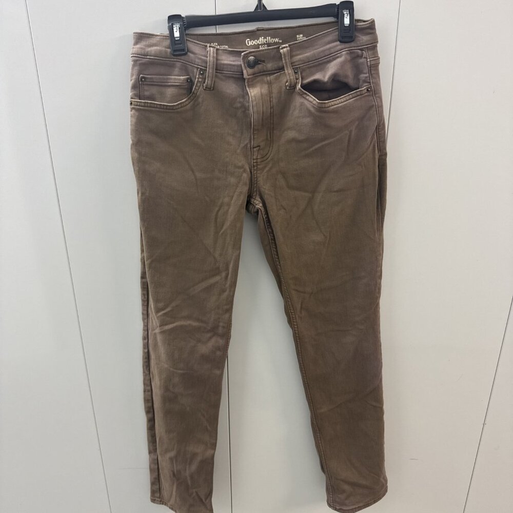 Goodfellow‎ & Co Mens Brown 30x32 Slim Total Flex Jeans Stretch Denim Pants